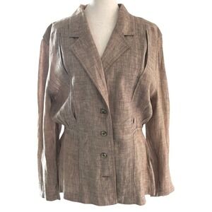 Catarina By Sandra Pabst 40‎ /12 Linen Blend Blazer Jacket Women Brown Lagonlook
